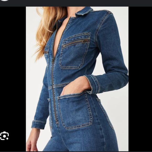 FP Lennox Racer Jumpsuit Utility Jean Denim Zip zip M Med Pockets - Picture 8 of 15